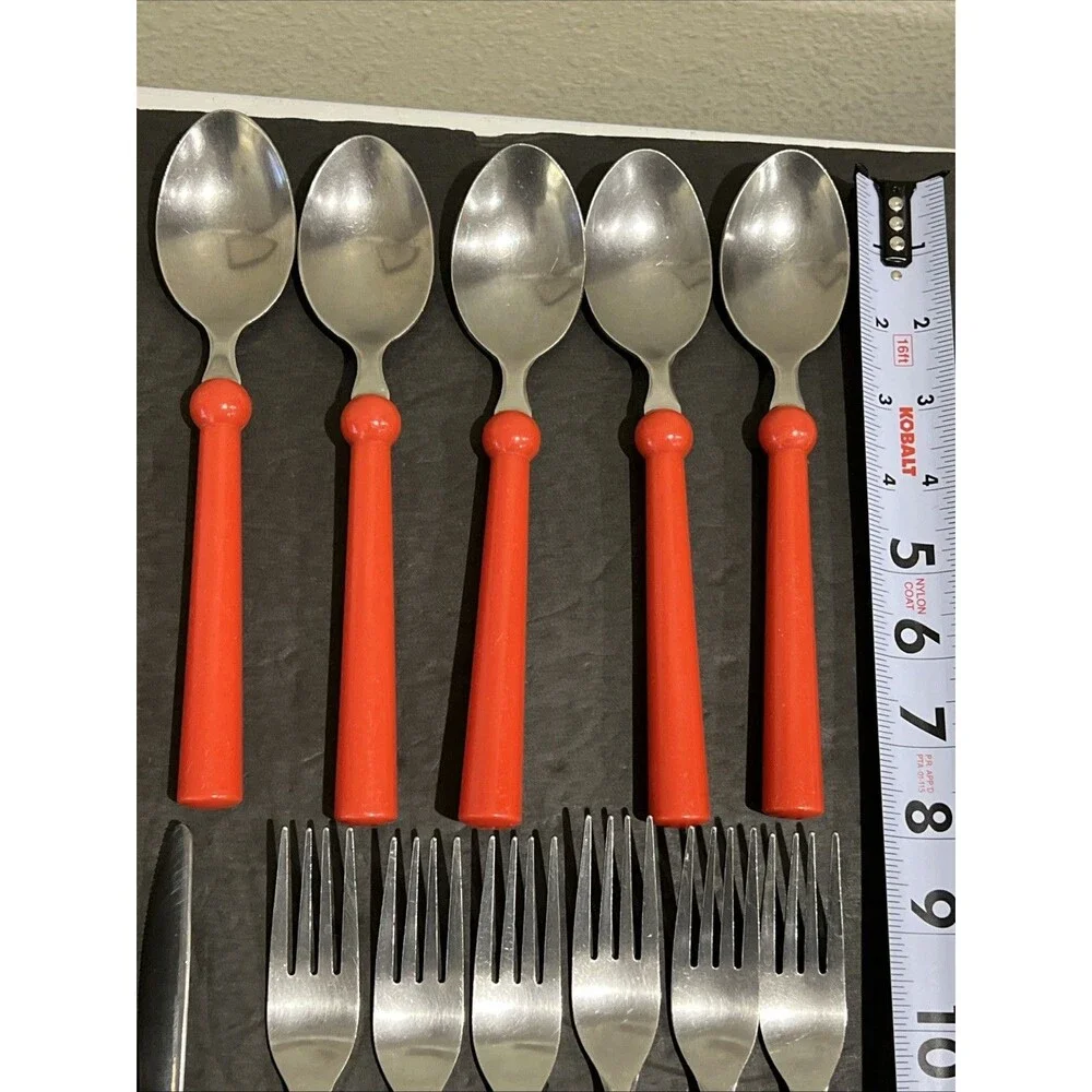 IKEA GRAMMATIK Vtg 1990s Red Flatware Lot Of 20 Cutlery Silverware